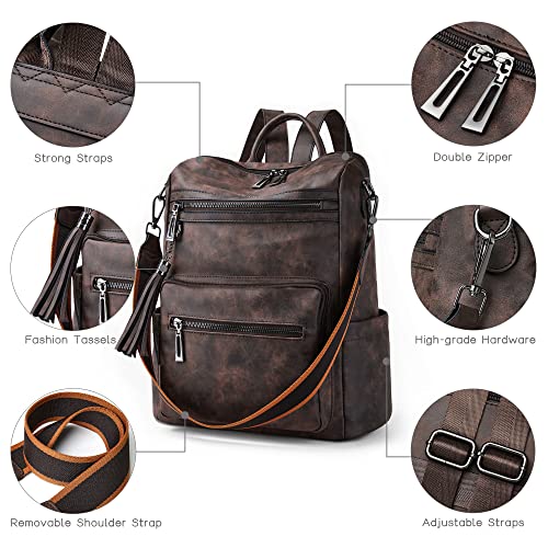 Shrrie Backpack Purse for Women Leather Backpack Fashion Designer Travel Backpack Convertible Shoulder Bag - color: 1-5-nubuck Coffee