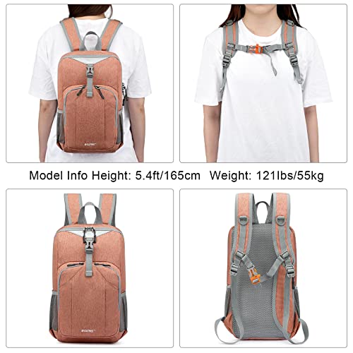 G4Free Mini 10L Hiking Daypack Small Hiking Backpack Cycling Compact Shoulder Backpack Outdoor for Men Women - color: Light Orange