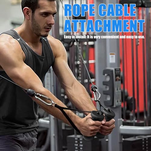 BLUSLM Ergonomic Tricep Rope Pulldown Attachments, Upgraded 27 32 40 & 47 Inch Extra Long Triceps Rope Cable Attachments for Gym, LAT Pull Down Bar for Cable Machine, Tricep Workout Cable Attachments - color: CABLE HANDLES-01