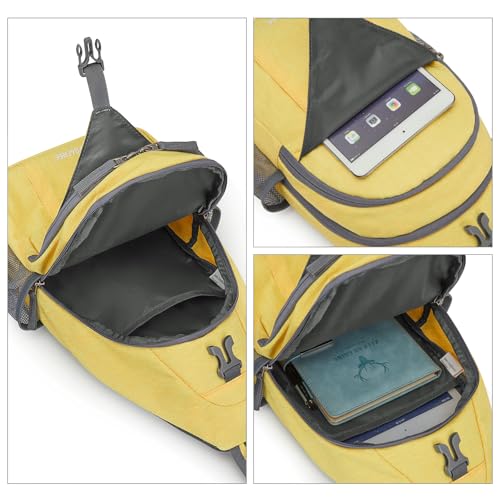 G4Free Sling Bag for Men and Women, RFID Blocking Crossbody Bag, Lightweight Sling Backpack for Travel, Hiking, Walking and Daily Use - color: Yellow