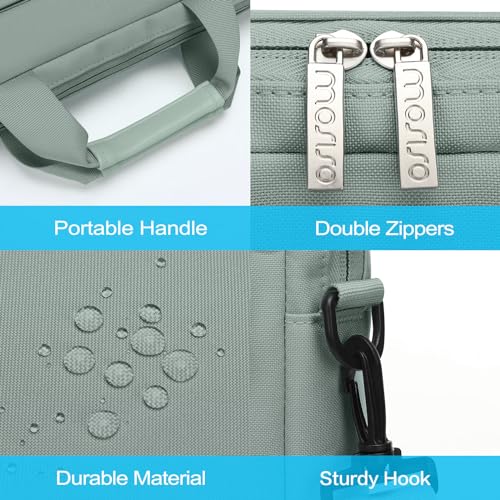 MOSISO Laptop Shoulder Bag 15.6 inch, 15-15.6 inch Computer Bag Compatible with MacBook Pro 16 inch, HP, Dell, Lenovo, Notebook with 2 Raised&1 Flapover&1 Horizontal Pocket&Handle&Belt, Antique Green - color: Antique Green, size: 16 inch