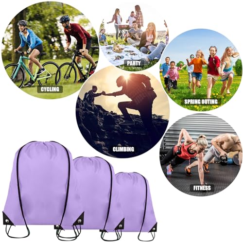 Grneric 100 Pieces Drawstring Backpack Bulk Cinch Sackpack Ployster Drawstring Bags for Gym Party Trip(Lavender) - color: Lavender