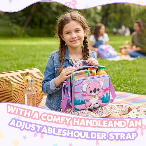 Meetbelify Kids School Backpacks for Girls Boys Backpack with Lunch Bag for Elmentary Students - color: 01 Koala Purple
