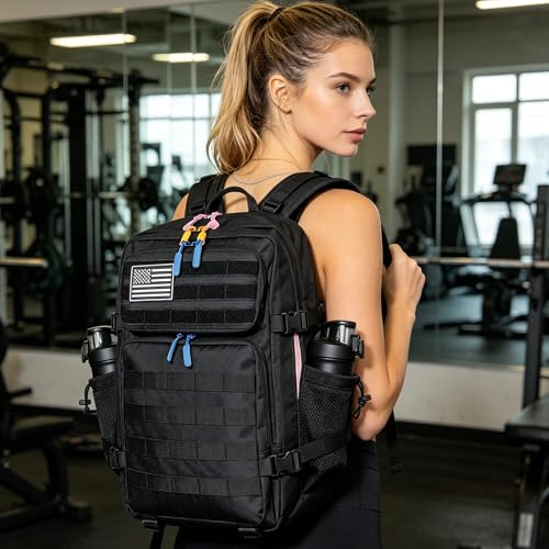 45L Military Tactical Backpacks 3 Days Assault PackBag Fitness Rucksack Hiking Molle Daypack (Black Neon3.0) - color: Black Neon3.0