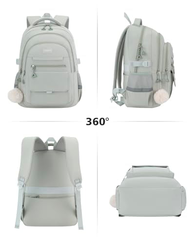 Teen Girls School Backpack, Aesthetic Bookbag Laptop Backpack 17.3in for Kids Elementary Middle High School College Women Students Mochilas Niñas, Green - color: Green, size: 17.3in