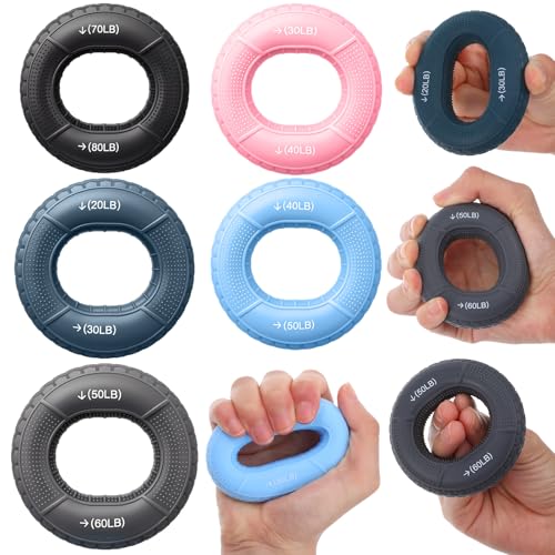 5pcs Grip Strength Trainer Hand Grip Strengthener Rings Fingers Exerciser Silicone Rings Hand Gripper for Muscle Training Sports Rock Climbing Athletes Finger Workout Stress Relief