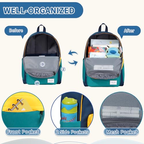 Chase Chic Kids Backpack for Boys - 17 inch School Backpacks for Toddler Girls Fits 6 to 12 Years Old - Lightweight Water Resistant Preschool Bookbag for Travel Daycare (Blue) - color: Dark Blue&blue