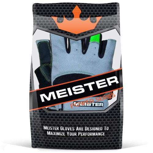 Meister Wrist Wrap Weight Lifting Gloves w/Gel Padding - color: Gray / Neon Green, size: X-Large