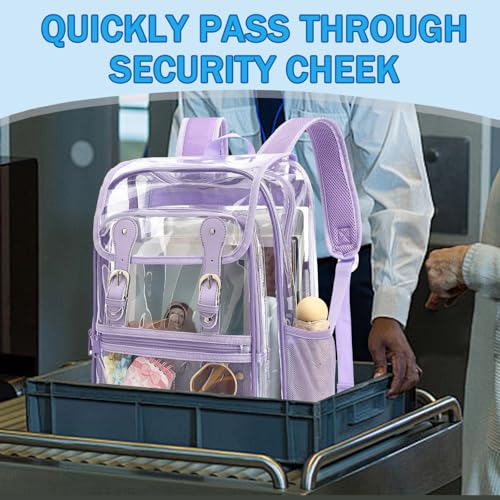 Heavy Duty Clear Backpack Stadium Approved Transparent Backpacks for School College Festival Work Travel (Lavender Purple) - color: Lavender Purple