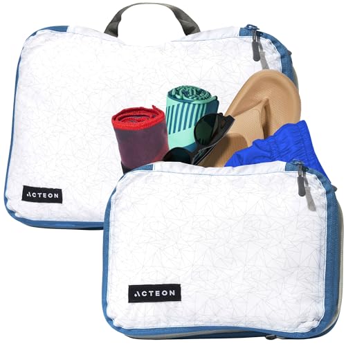 Acteon Compression Packing Cubes - 2 Pack Clean Dirty Separate Zipper - Lightweight Travel Packing Cubes for Luggage - Suitcase Organizer Travel Cubes - Large Small Laundry for Clothes Shoes Makeup - color: Concourse