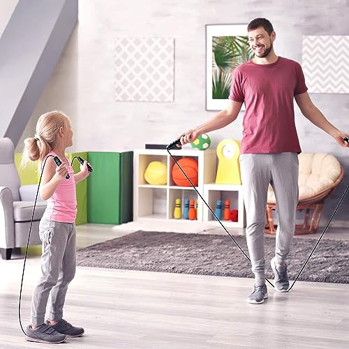Jump Rope, Rapid Speed Jumping Rope Cable with Ball Bearings for Women, Men, and Kids, Adjustable Steel Jump Rope with Foam Handles for Home Gym Exercise Fitness Workout Equipment & Slim Body - color: Full Black