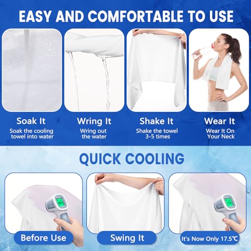 Hosuly 300 Pack Cooling Towels Bulk 40 x 12 Inch Large Chilly Breathable Sweat Sports Cold Towels Sublimation Microfiber Ice Neck Rag for Hot Weather Workout Gym Team Gift (White) - color: White