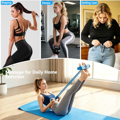 Pedal Resistance Band with Handle,4/6/8 Resistance Levels Elastic Pull Rope, Portable Fitness Bands for Leg Butt Training, Home Gym, Yoga, Pilates - size: 4 Levels(Blue )