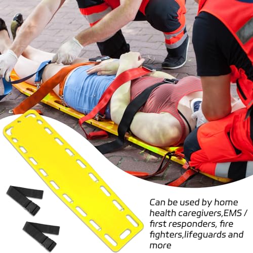 Jenaai 72.83 x 17.72 x 2.5 Inch Spine Board Stretcher with Backboard Straps, Backboard Immobilization Portable Spine Stretcher Plastics Lightweight Base Board (Yellow) - color: Yellow