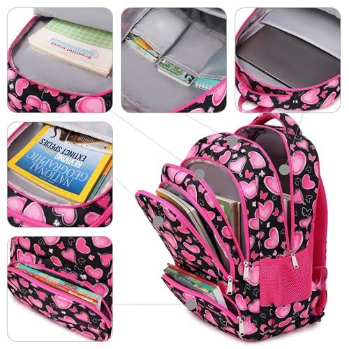 abshoo Lightweight School Backpack For Girls 6-8-10 Kindergarten Elementary Bookbag Kids School Bags (Heart) - color: Heart