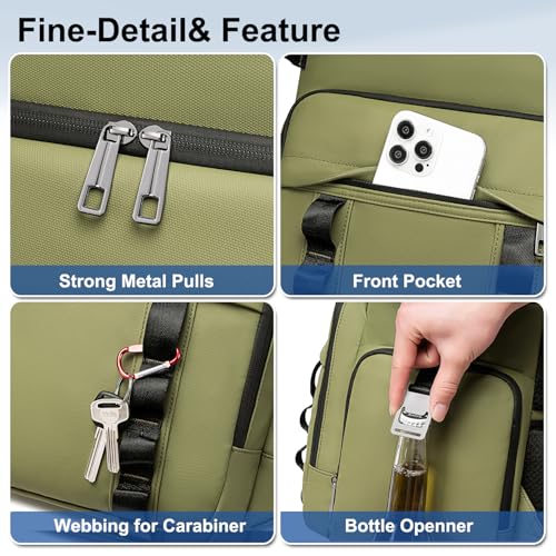 Weitars Insulated Cooler Backpack,Double Deck Waterproof Soft Cooler Bag,Backpack Coolers Leak Proof Lunch Backpack for Men Women for Travel,Camping,Picnic,Beach,Picnic,Outdoor 31L/52 Can - color: Green