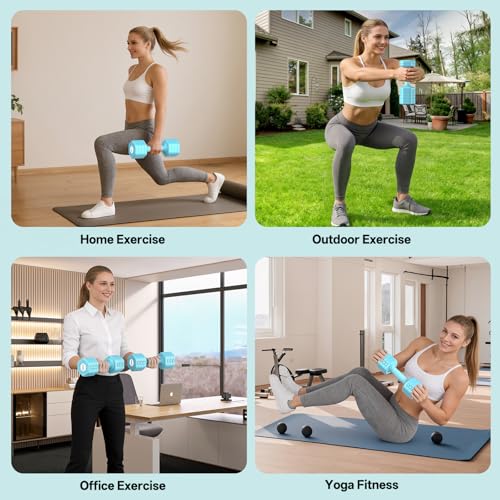 JOROTO 4-in-1 Adjustable Dumbbell Set of 2, 16LBS/22LBS Hand Weights for Women, Men, Upgraded TPE Soft Handle, 1s-Adjust Dual-Stable Dumbbell Set for Women Home Gym Exercise Training - color: C-Blue-16 LBS Pair