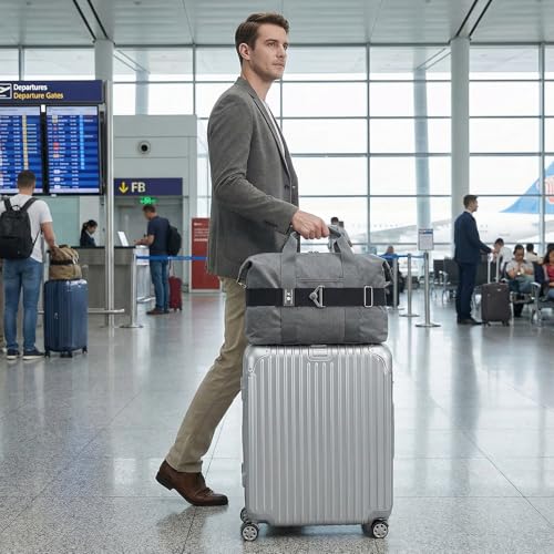 2-in-1 Travel Belt for Luggage Straps Add a Bag Luggage Strap for Backpack Over Handle for Carry On Bag Suitcase Belts Adjustable Travel Airport Luggage Belt Strap with Alloy Buckle