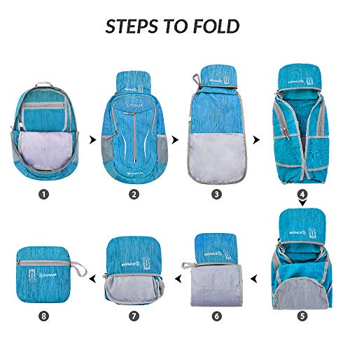 ZOMAKE 25L Ultra Lightweight Packable Backpack, Foldable Hiking Backpacks Water Resistant Small Folding Daypack for Travel(Light Blue) - color: Light Blue