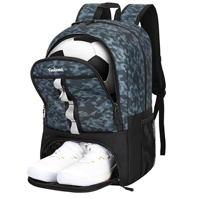 Ventilated Sports Duffel Bag with Separate Shoe Storage for Football Basketball Training Lightweight Backpack (Blue 02) - color: Blue 02