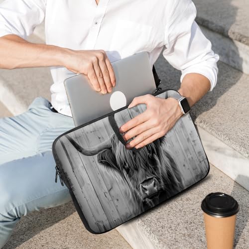14 15 15.4 15.6 inch Laptop Handle Bag Computer Bag, Pouch Holder Notebook Sleeve Cover Soft Case Compatible for Dell,Lenovo,Toshiba HP, Asus Notebook-Highland Cow - color: Highland Cow