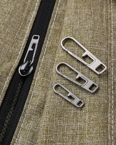 VIPERADE VAT1 Heavy Duty Titanium Zipper Pulls Replacement, Universal Zipper Pull Tab Repair Kit for Jackets, Coats, Suitcases, Luggage, Backpacks, Handbags and EDC Pouches (6 Polished, 2S+2M+2L) - color: 6 Polished, size: 2S+2M+2L