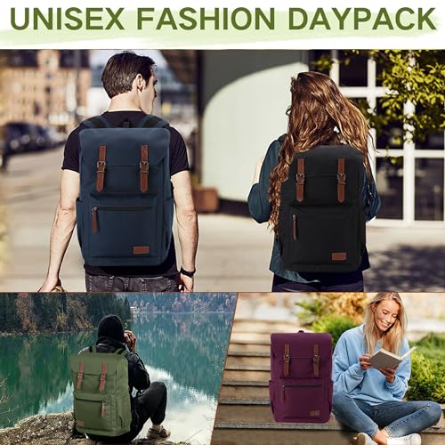 VASCHY Backpack for Men, Water Resistant High School Backpack Travel Carry-on Anti-theft Casual Daypack for Work Business Hiking Green - color: Green