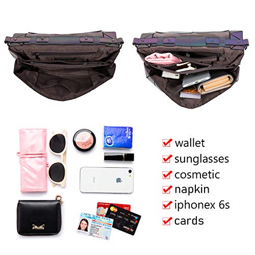 LOVEVOOK Geometric Luminous Purses and Handbags for Women Holographic Reflective Crossbody Bag Wallet - color: Crossbody Bags
