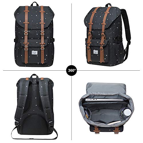 KAUKKO Laptop Outdoor Backpack Traveling Daypack Hiking Rucksack Large Capacity Bag Fits 15.6"(5-13-BLACK) - color: P13-black