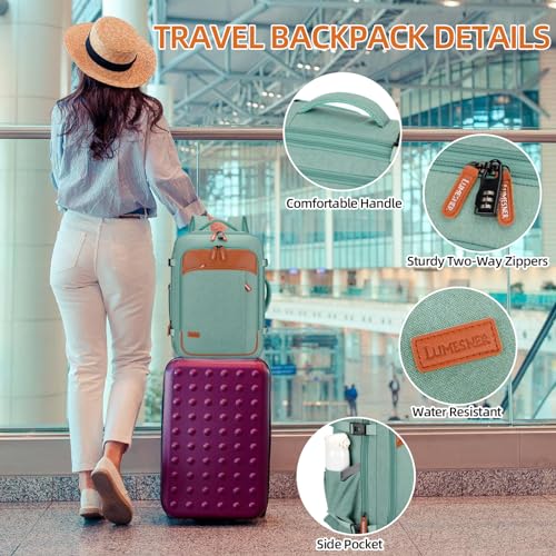 BAGPARKK Travel Laptop Backpack,42L Carry on Luggage, Flight Approved Expandable Backpack,Business Anti Theft Weekender Bags for Women Men, Water Resistant Expandable Backpacks With 4 Packing Cubes - color: Green(backpack With 4 Packing Cubes)