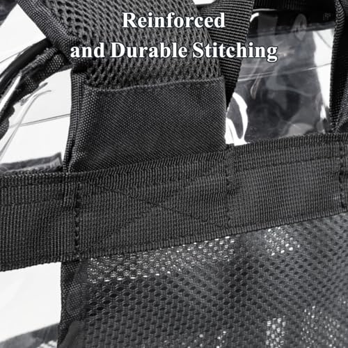 PACKISM Clear Backpack for School - 17 inch Large Heavy Duty Bookbag, Reinforced See Through PVC Transparent Backpack - color: Set-black & Black, style: Daypack Backpacks