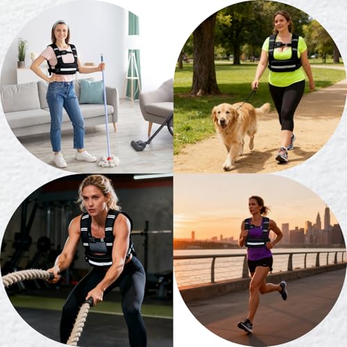 Adjustable Weighted Vest for Women, 6-12lb U-Shaped Weight Vest with 6 Iron Sand Bags & Adjustable Buckle Straps, Rucking Vest with Plus Pockets for Running, Walking and Strength Training - color: Black