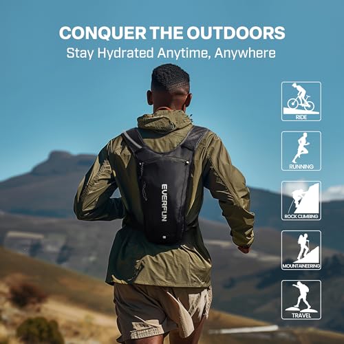 EVERFUN Hydration Backpack Running Vest Small Hiking Water Backpack with 1.5L Water Bladder for Women Men, Lightweight Reflective Phone Holder Hydro Pack for Trail Running, Biking, Race, Marathons - style: Gray