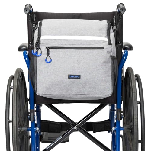 ZHCHG Wheelchair Bags, Wheelchair Backpack with Cup Holder, Wheelchair Bags to Hang on Back, Electric Wheel Chair Accessories, Large Storage Bag for Walker Rollator- Gray - style: Gray