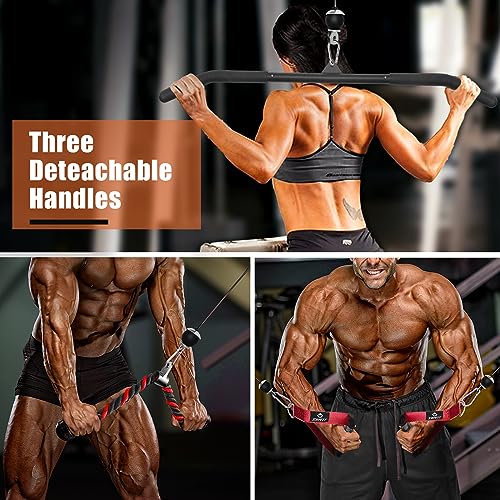 SERTT Home Gym Pulley System - Tricep Workout, Lat Pulldown, Biceps Curl, Triceps, Shoulders, Back, Forearm, Weight Cable for Squat Rack, Garage - color: Red