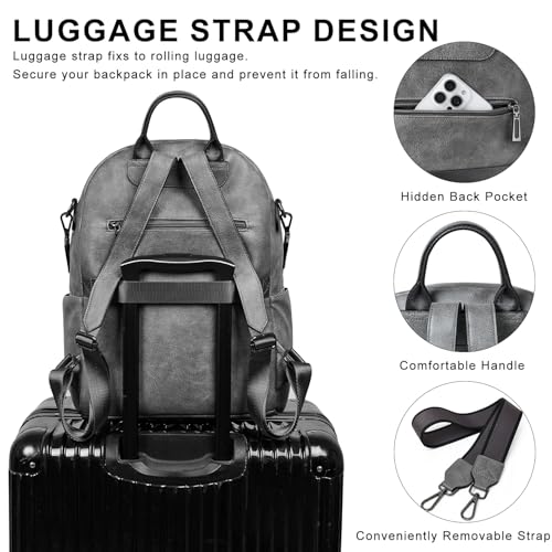 LATMAP Backpack Purse for Women Laptop Backpack, Leather Travel Back Pack Shoulder Bag Teacher College Daypack Work Handbag fits 14" Laptop, Dark Grey - color: Style1-dark Grey