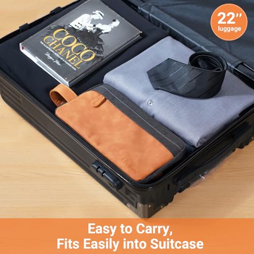 Elviros Toiletry Bag for Men, PU Leather Travel Dopp Kit, 2 Pack Gift Set - color: Brown, size: 2 Piece