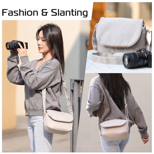ULANZI 3L Camera Bag, Beige Gray, 9.1x4.3x7.1in, Professional SLR/DSLR Crossbody Shoulder Case for Sony Canon Nikon Mirrorless Cameras, Splash-Proof Polyester Lightweight 235g - size: Grey 3-4 L