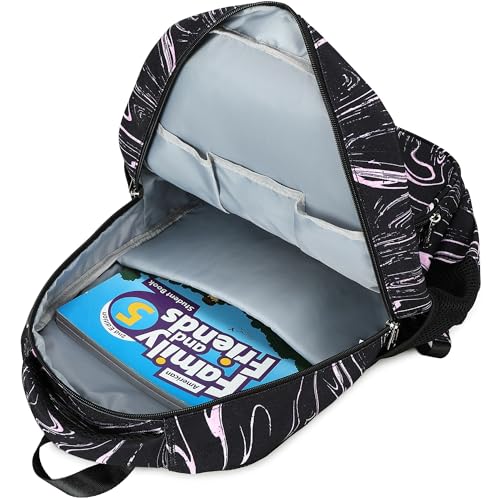 abshoo Lightweight Kids Backpack For School Girls Teens Bookbag Kindergarten Elementary School Bags (Marble Black) - color: Marble Black