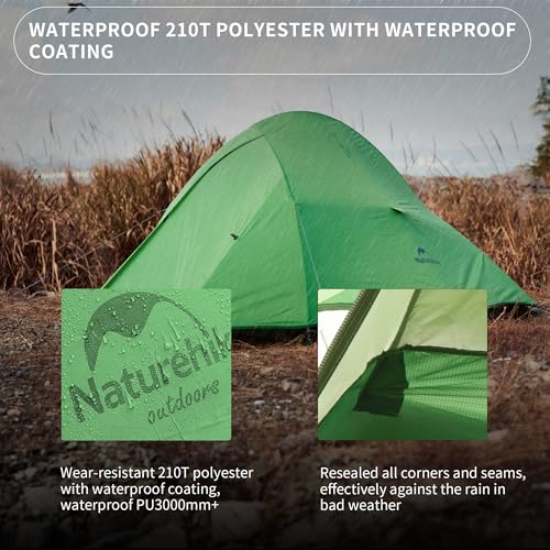 Naturehike Cloud Up 1 Person Tent, Lightweight Backpacking Tents for One Man, Waterproof Ultralight One Person Tent for Camping Hiking Backpacking - color: Green