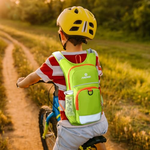 Nepest Kids Hydration Backpack, Mini Water Backpack with 1.5L Water Bladder for Hiking Cycling Running - color: Pink