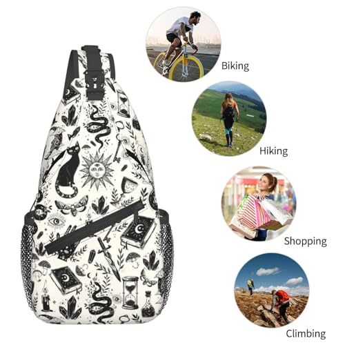 Sling Backpack Unisex Crossbody Chest Bag Shoulder Chest Bag For Women Men Hiking Travel - color: Bohemia Witchy