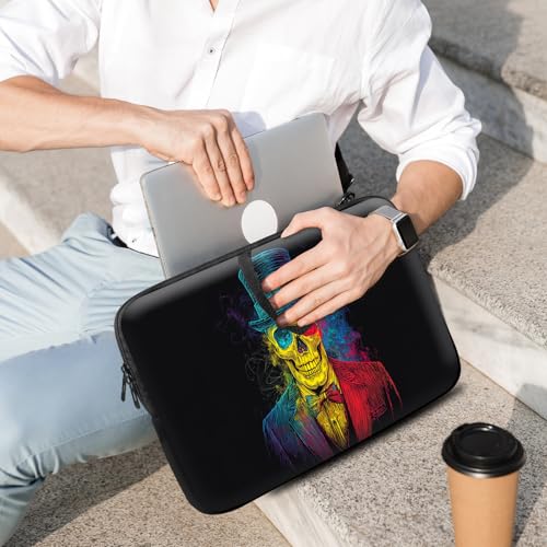 14 15 15.4 15.6 inch Laptop Handle Bag Computer Bag, Pouch Holder Notebook Sleeve Cover Soft Case Compatible for Dell,Lenovo,Toshiba HP, Asus Notebook-Colorful Line Skull Gentleman - color: Colorful Line Skull Gentleman