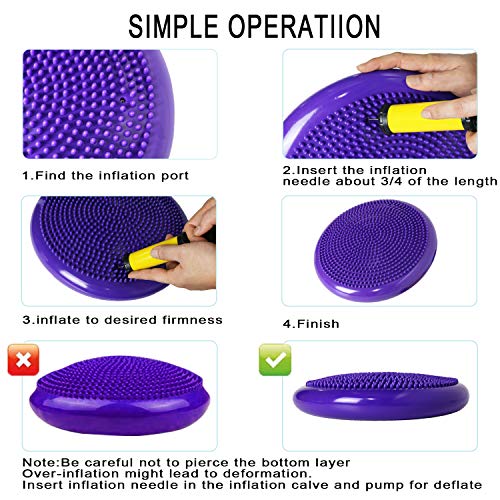 Wobble Cushion, Balance Disc, Wiggle Seat, Balance Pads for Physical Therapy, Stability Disc, Wobble Board for Dogs, Office, Sensory Kids, Classroom with Spiky Massage Ball - color: Purple