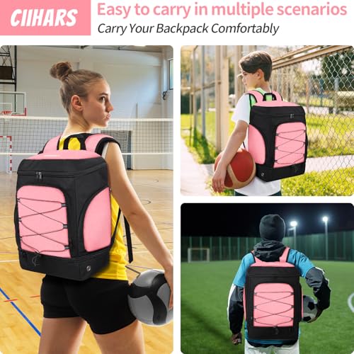 Soccer Backpack,Soccer Bag with Ball Holder and Shoe Compartment - color: Hot Pink