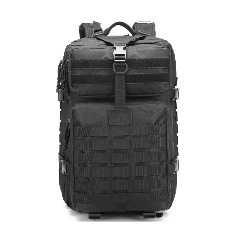 Tactical Backpack for Men, 45L Military Gym Backpacks, Large 3-Day Assault Pack Bug Out Bag MOLLE Daypack for Rucking Fishing Camping(Black) - color: Black