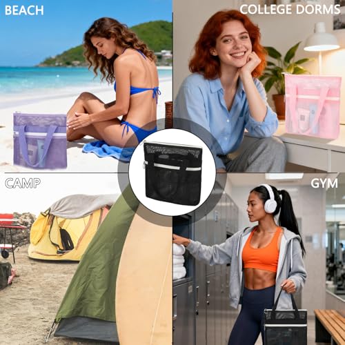 GYEUKHAM Portable Mesh Shower Caddy with 2 Zipper Pockets & Dual Handles, Quick-Drying Hanging Shower Tote for College Dorm, Gym, Travel & Camping, White - color: Small-White-1 Pack