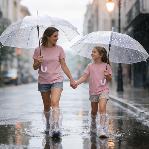 20 Pcs Longer Waterproof Shoe Covers for Rain, Non-Slip Disposable Rain Shoe Covers, Plastic Shoe Ponchos, Thickened PE Material Boot Covers for Men and Women (Clear) - color: 20pcs(longer)-clear