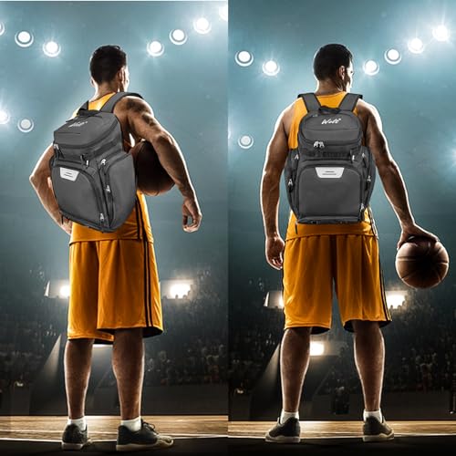 WOLT Basketball Bag Backpack with Separate Ball Compartment and Shoes Pocket, Gym Bags for Men, Large Sports Bag for Basketball, Soccer, Volleyball, Baseball - color: DarkGrey