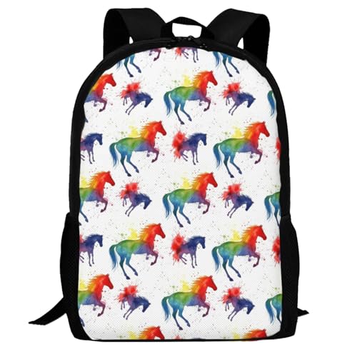 Slim Anti Theft Laptop Backpack Horse Art Design, Large Volume Travel Daypack Durable Polyester Carry Bag for Office Business Outdoor Trekking - color: Design (903)